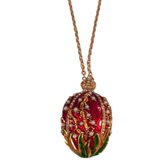METROPOLITAN MUSEUM OF ART FABERGE EGG LILY FLOWER PENDANT BROOCH JOAN RIVERS - Picture 4 of 8